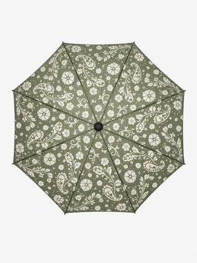 Umbrella - Nanette Lepore -Compact Windproof Automatic -Floral Gray/White- NWT